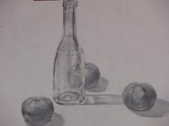 ビンとミカン3つ