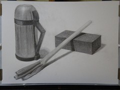 水筒、長ねぎ、レンガ